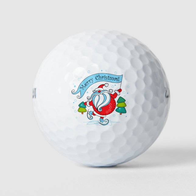 Whimsical Skaten Santa Claus | Frohe Weihnachten Golfball (Vorderseite)