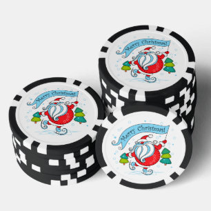 Whimsical Skaten Santa Claus Frohe Weihnachten Pokerchips