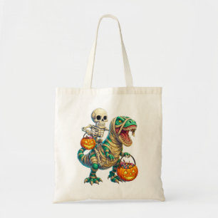 Whimsical Skeleton Riding Mummy T-Rex Halloween Tragetasche