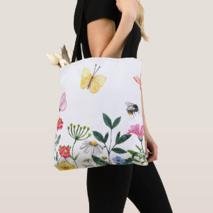 Whimsical Sketchy Wildblume Art Tasche