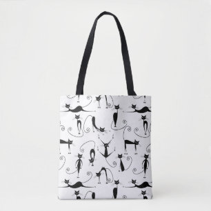 Whimsical Skinny Black Cat Muster Tasche