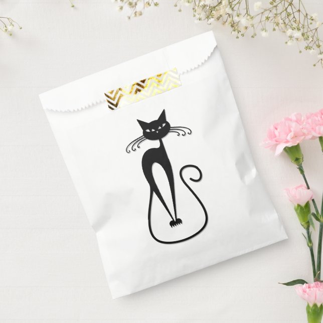 Whimsical Skinny Black Cat Pink Geschenktütchen (Versiegelt)