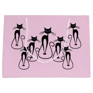Whimsical Skinny Black Cat Pink Große Geschenktüte