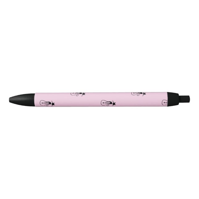 Whimsical Skinny Black Cat Pink Kugelschreiber (Vorderseite)