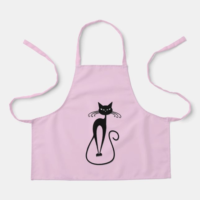 Whimsical Skinny Black Cat Pink Schürze (Vorderseite)
