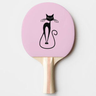 Whimsical Skinny Black Cat Pink Tischtennis Schläger