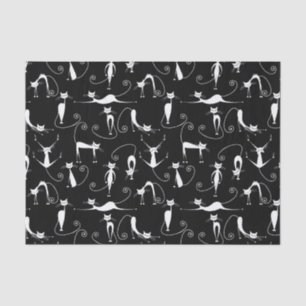 Whimsical Skinny white Cat Pattern Seidenpapier