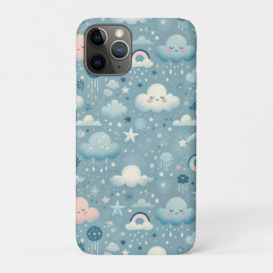 Whimsical Sky Muster mit Wolken, Sternen - Blau Case-Mate iPhone Hülle