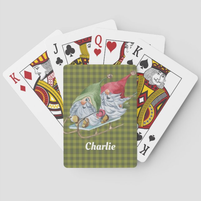 Whimsical Sledgnomes Personalisiert Spielkarten (Rückseite)