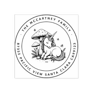 Whimsical Sleeping Baby Unicorn Rücksendeadresse Gummistempel