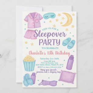 Whimsical Sleepover Party Geburtstagseinladung Einladung