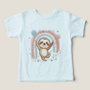 Whimsical Sloth Holding Balloons mit Rainbow Star