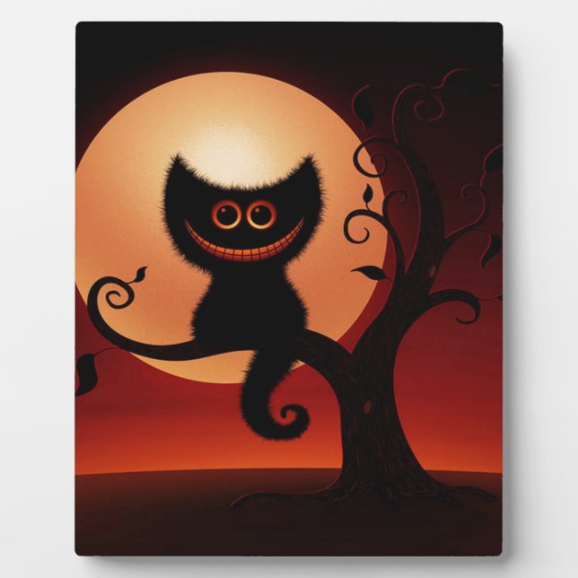 Whimsical Smiling Black Cat Fotoplatte (Vorderseite)