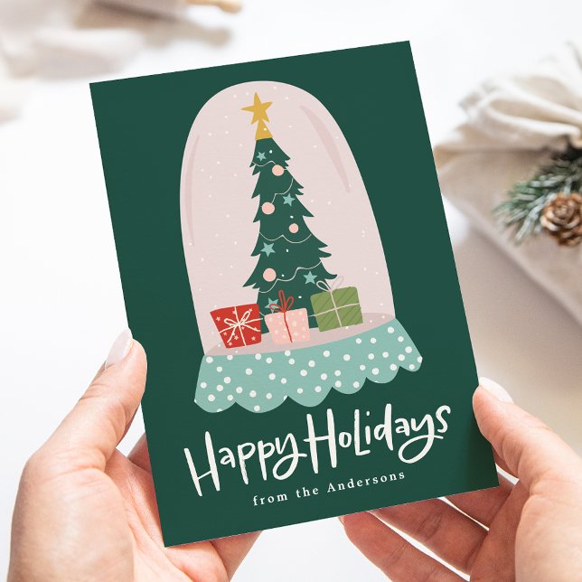 Whimsical Snow Globe ohne Foto Feiertagskarte (Von Creator hochgeladen)