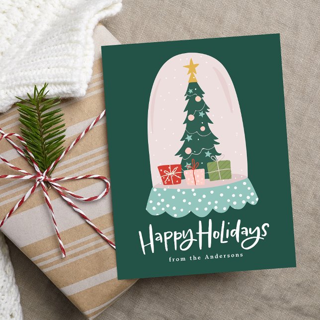 Whimsical Snow Globe ohne Foto Feiertagspostkarte (Von Creator hochgeladen)