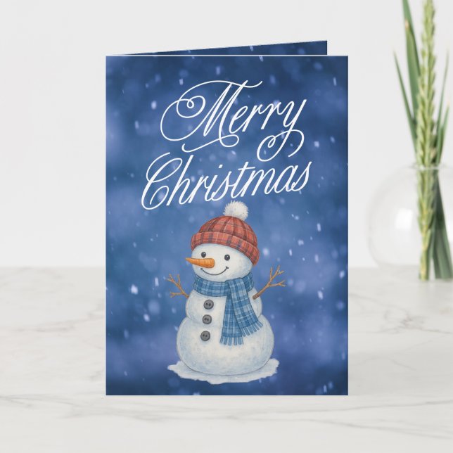 Whimsical Snow Man frohe Weihnachten (Vorderseite)