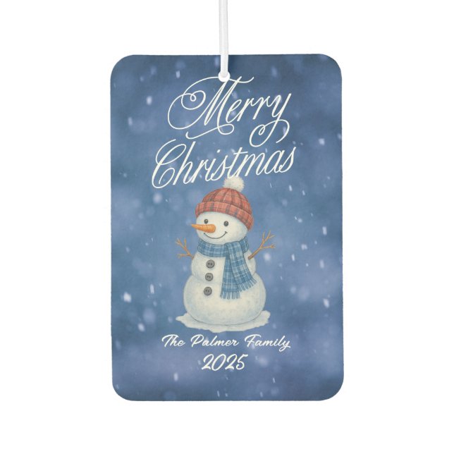 Whimsical Snow Man frohe Weihnachten Autolufterfrischer (Vorderseite)