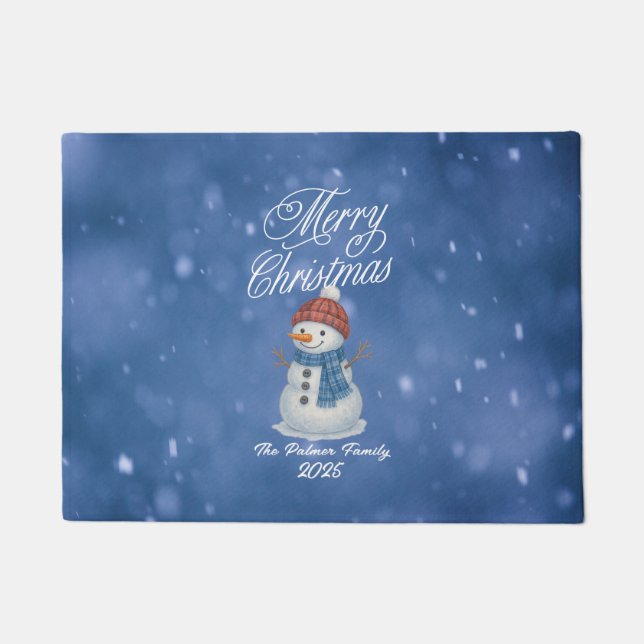 Whimsical Snow Man frohe Weihnachten Fußmatte (Vorderseite)