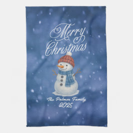 Whimsical Snow Man frohe Weihnachten Geschirrtuch