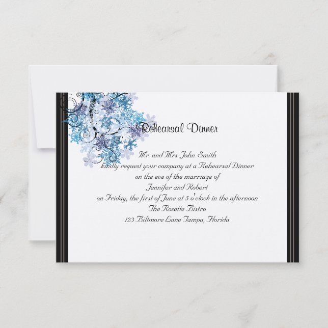 Whimsical Snowflake Tree Posh Wedding Probe Einladung (Vorderseite)