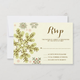 Whimsical Snowflakes Wedding RSVP Karte