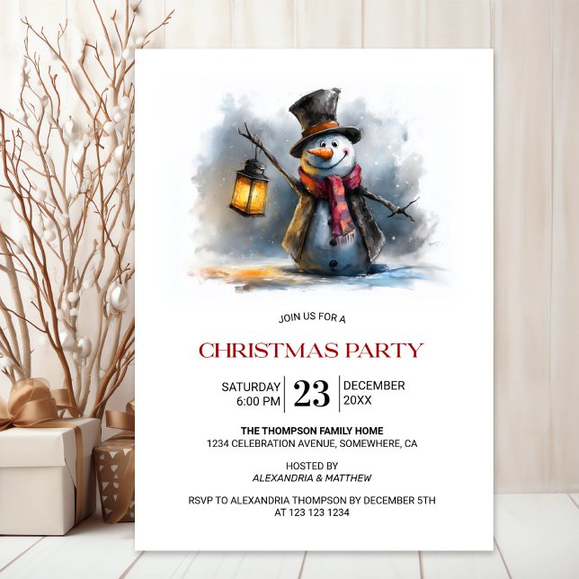 Whimsical Snowman Christmas Party Einladung (Von Creator hochgeladen)