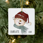 Whimsical Snowman Custom Foto Weihnachten Keramikornament<br><div class="desc">Whimsical Snowman Custom Foto Weihnachtsschmuck - Adorable whimsical Schneemann ist alle in seinem Winter bedeckt. Am wichtigsten ist, dass Ihr bezauberndes Foto auf der Rückseite des Ornaments zu sehen ist. Mit unserem Designwerkzeug können Sie unsere hochwertigen Vorlagen ganz einfach anpassen, um sie zu Ihrem eigenen erstellen zu können. Wenn Sie...</div>