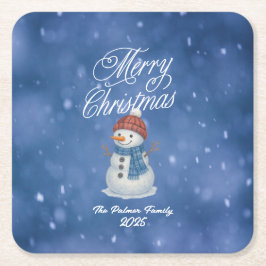 Whimsical Snowman Frohe Weihnachten Rechteckiger Pappuntersetzer