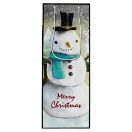 Whimsical Snowman im Winter Weihnachten Zeichnend Geschenktüte Für Weinflaschen