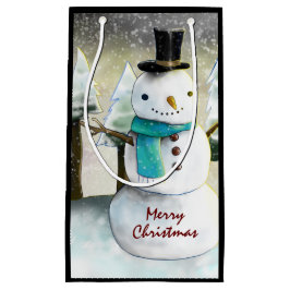 Whimsical Snowman im Winter Weihnachten Zeichnend Kleine Geschenktüte