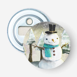 Whimsical Snowman im Winter Weihnachtslandschaft Flaschenöffner