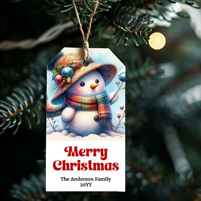 Whimsical Snowman Kids Gift Tag Editable Christmas Geschenkanhänger (Whimsical Snowman Kids Gift Tag Editable Christmas Label

)