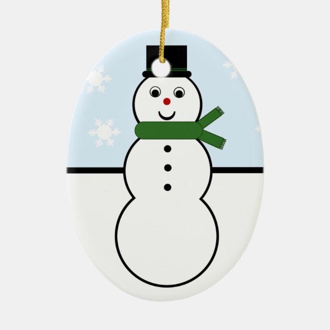 Whimsical Snowman Oval Ornament (Vorne)