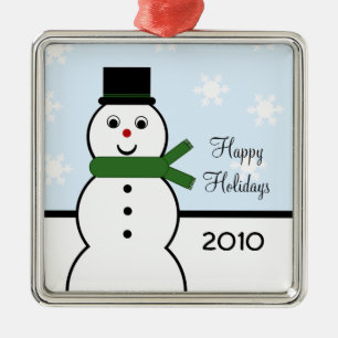 Whimsical Snowman Premium Square Ornament