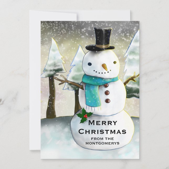 Whimsical Snowman Winter Szene Weihnachten (Vorderseite)