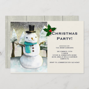 Whimsical Snowman Winter Szene Weihnachtsfest Part Einladung