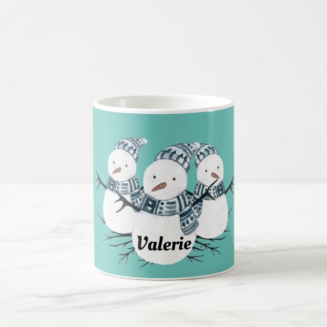 Whimsical Snowmen Trio Personalisiert Kaffeetasse (Mittel)