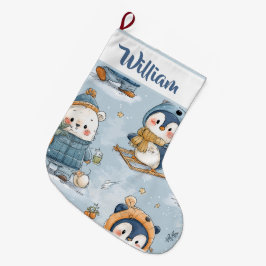 Whimsical Snowy Pattern | Christmas Stocking  Großer Weihnachtsstrumpf