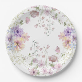 Whimsical Soft Wildblumen Hütte Garden Wedding Pappteller