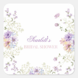 Whimsical Soft Wildblumen Hütte Garden Wedding Quadratischer Aufkleber
