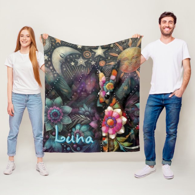 Whimsical Southwest Coyote Animal Personalisiert Fleecedecke (Beispiel)