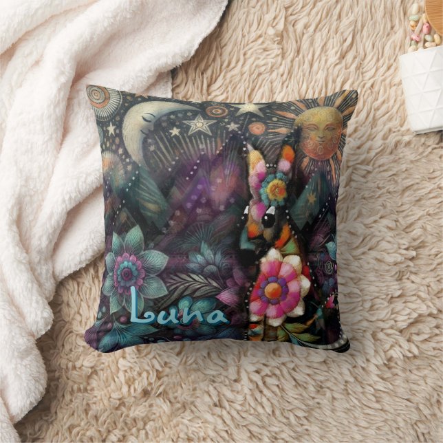 Whimsical Southwest Coyote Animal Personalisiert Kissen (Decke)