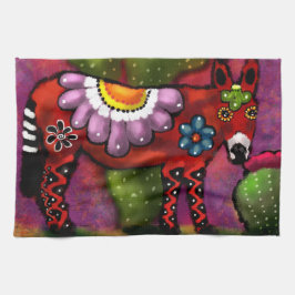 Whimsical Southwest Floral Talavera Style Donkey Geschirrtuch