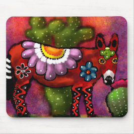 Whimsical Southwest Floral Talavera Style Donkey Mousepad
