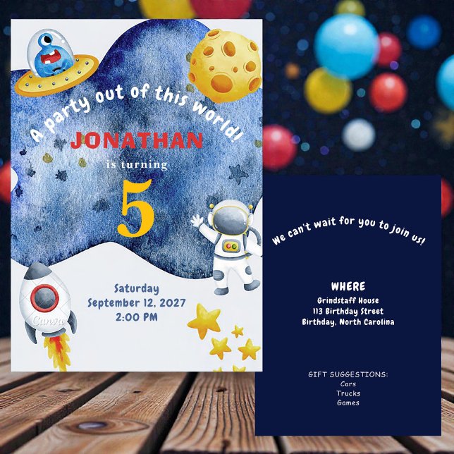 Whimsical Space Personalized Birthday Invitation (Créateur téléchargé)