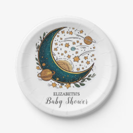 Whimsical Space Stars Baby Dusche Pappteller
