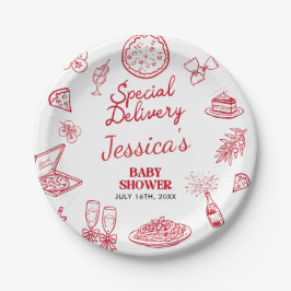 Whimsical Special Delivery Baby Shower Pappteller