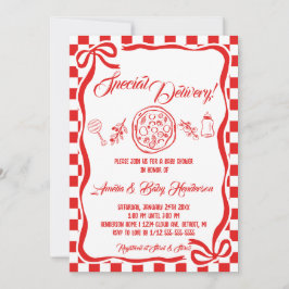 Whimsical Special Delivery Italian Pizza Baby Show Einladung
