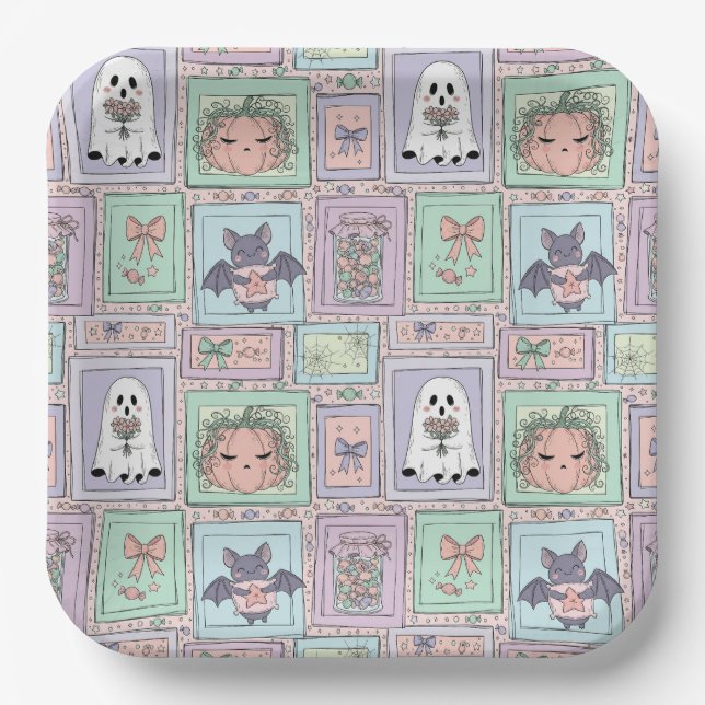 Whimsical Spirituosen in pastellfarbenen Träumen Pappteller (Vorderseite)