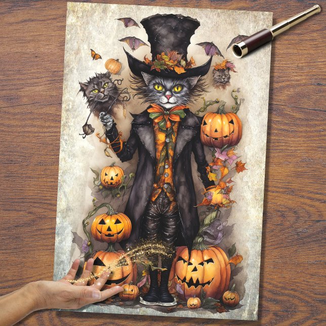 Whimsical Spooky Cat 1 Halloween Dekoupage Paper Seidenpapier (Von Creator hochgeladen)